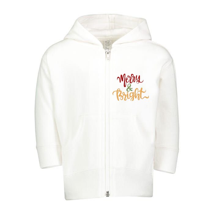 Merry & Bright Christmas Festive Holiday Spirit Toddler Zip Fleece Hoodie