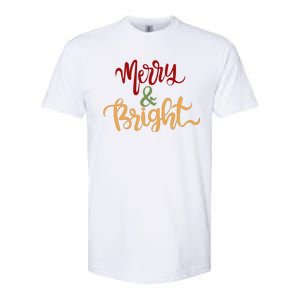 Merry & Bright Christmas Festive Holiday Spirit Softstyle CVC T-Shirt