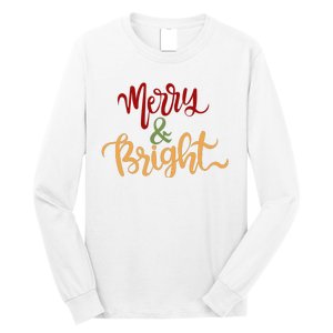 Merry & Bright Christmas Festive Holiday Spirit Long Sleeve Shirt