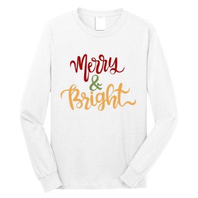 Merry & Bright Christmas Festive Holiday Spirit Long Sleeve Shirt