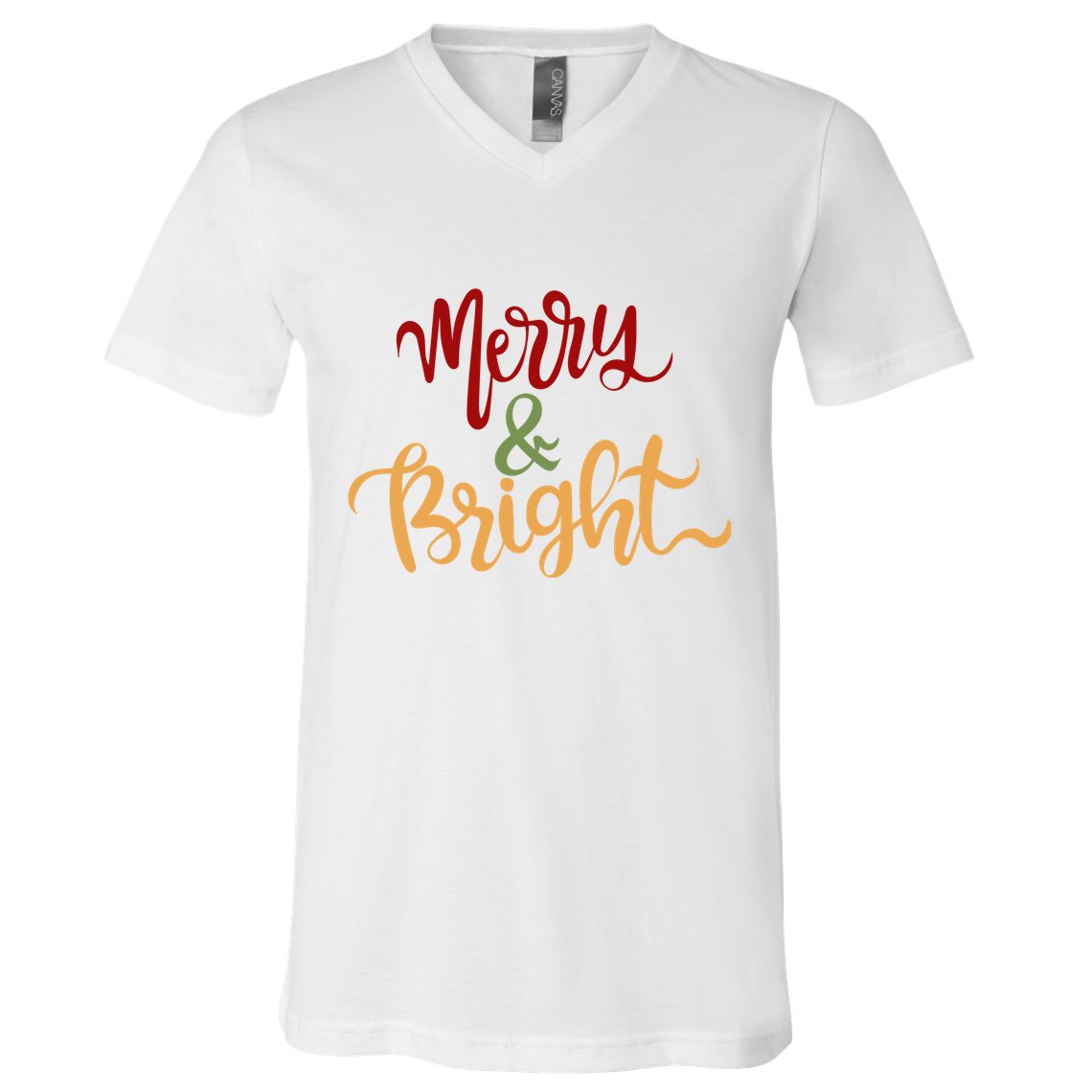 Merry & Bright Christmas Festive Holiday Spirit V-Neck T-Shirt