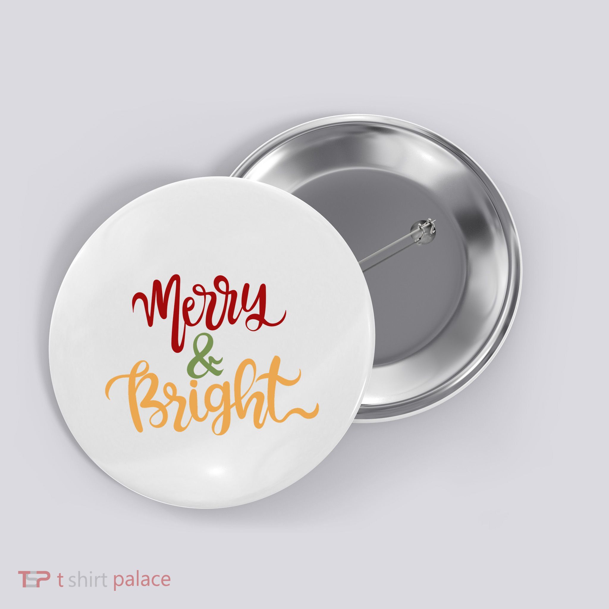 Merry & Bright Christmas Festive Holiday Spirit Button