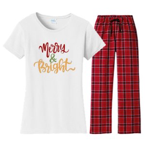 Merry & Bright Christmas Festive Holiday Spirit Women's Flannel Pajama Set