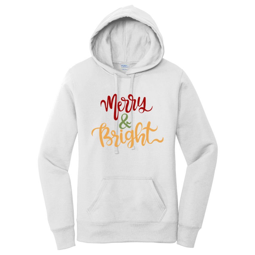 Merry & Bright Christmas Festive Holiday Spirit Women's Pullover Hoodie
