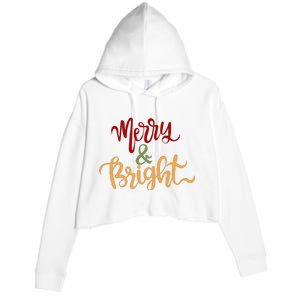 Merry & Bright Christmas Festive Holiday Spirit Crop Fleece Hoodie