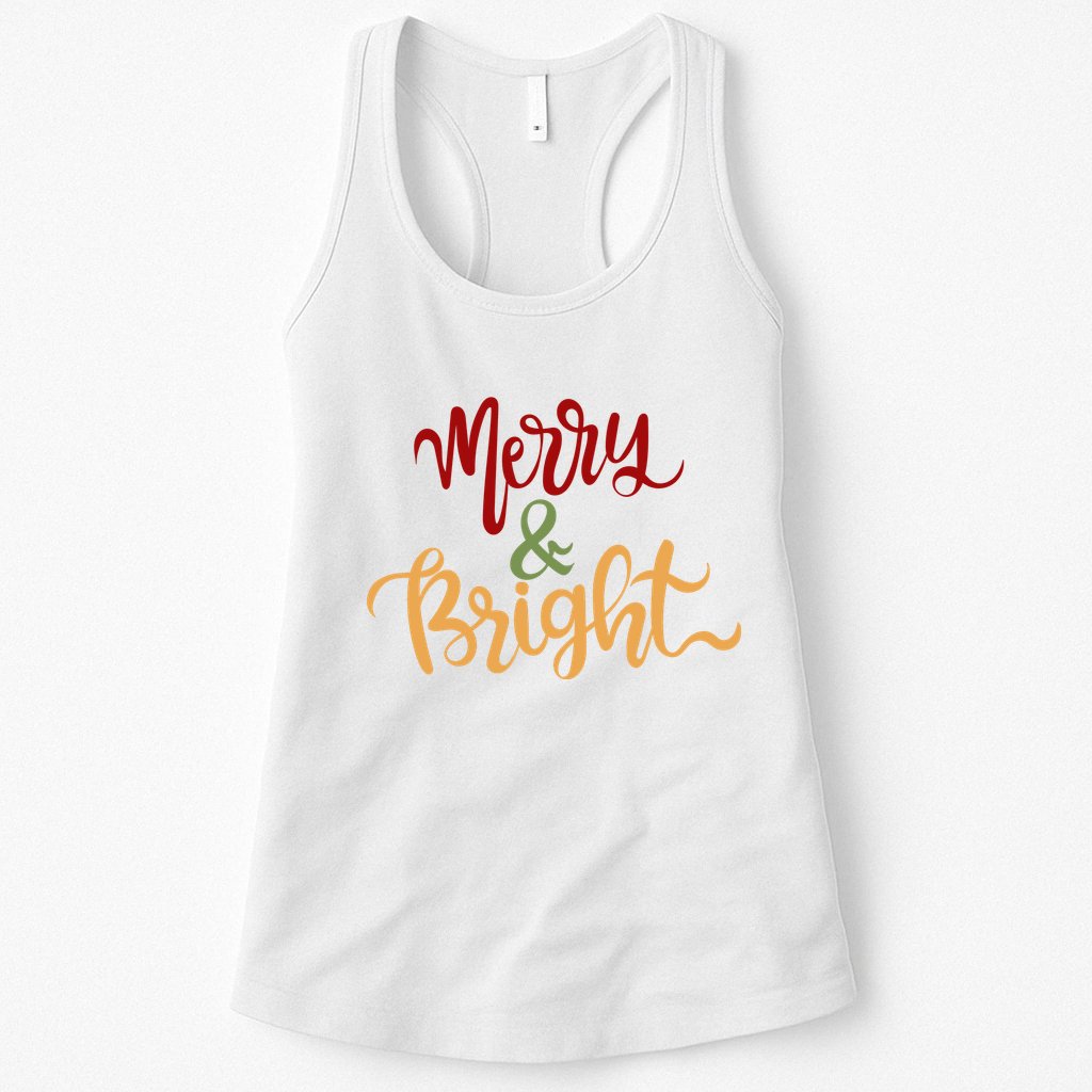 Merry & Bright Christmas Festive Holiday Spirit Womens Tank Top