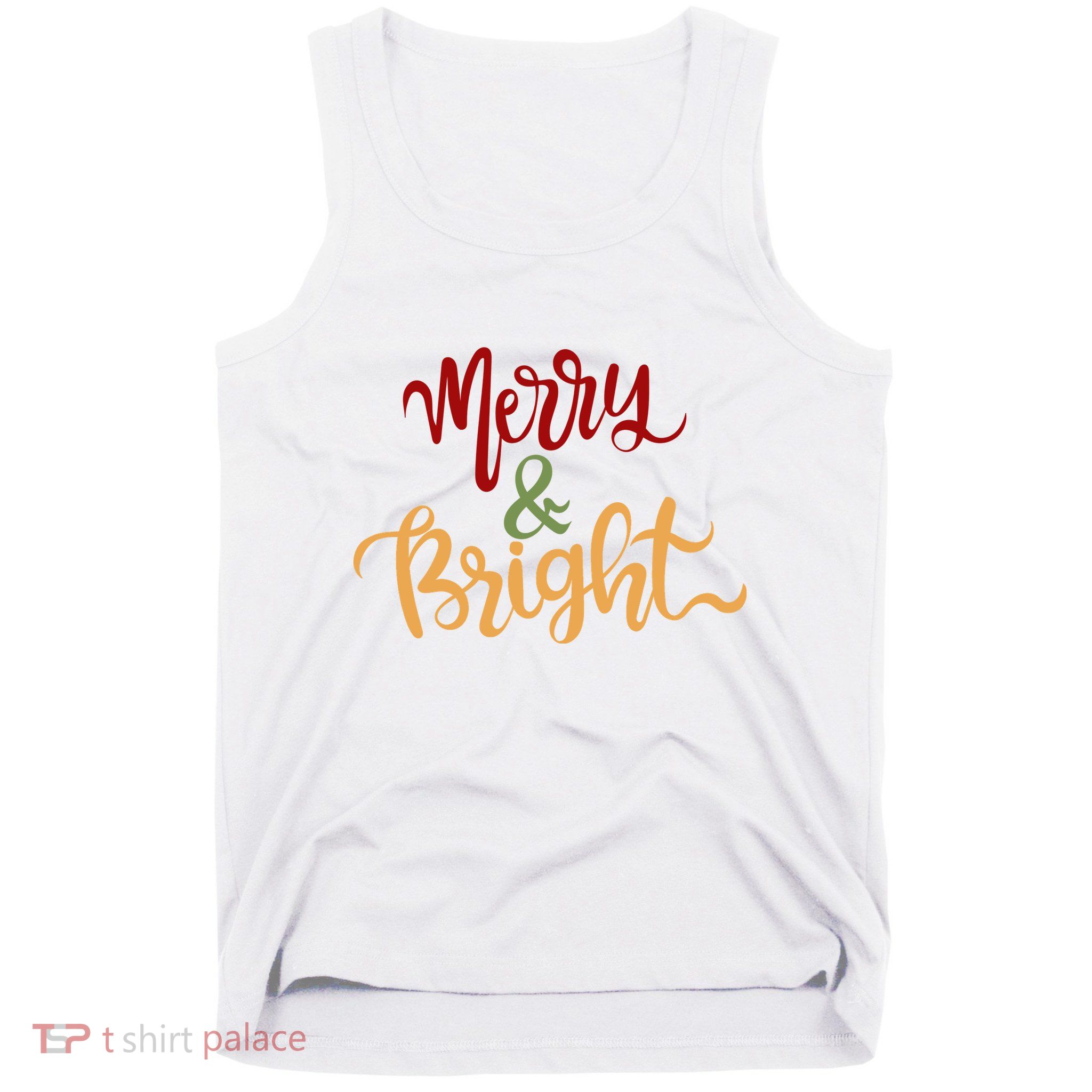 Merry & Bright Christmas Festive Holiday Spirit Tank Top