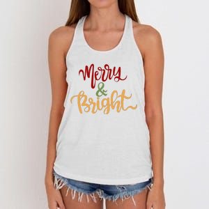 Merry & Bright Christmas Festive Holiday Spirit Women's Knotted Racerback Tank