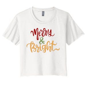 Merry & Bright Christmas Festive Holiday Spirit Women's Crop Top Tee