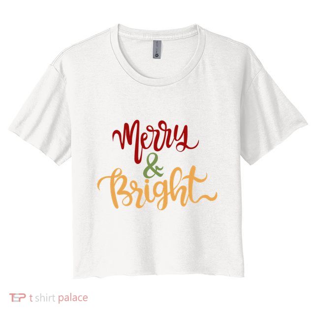 Merry & Bright Christmas Festive Holiday Spirit Crop Top