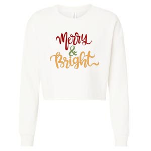 Merry & Bright Christmas Festive Holiday Spirit Cropped Pullover Crew