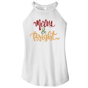 Merry & Bright Christmas Festive Holiday Spirit Women's Perfect Tri Rocker Tank