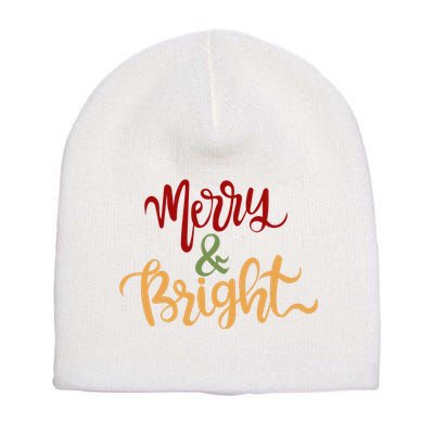 Merry & Bright Christmas Festive Holiday Spirit Short Acrylic Beanie