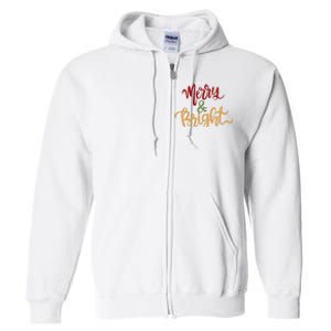 Merry & Bright Christmas Festive Holiday Spirit Full Zip Hoodie