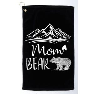 Mom Bear Camping Camp Matching Family Adventure Lovers Gift Platinum Collection Golf Towel