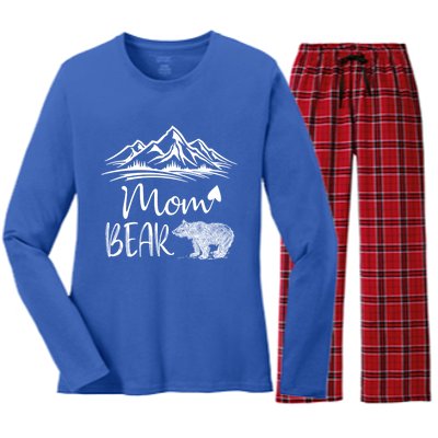 Mom Bear Camping Camp Matching Family Adventure Lovers Gift Women's Long Sleeve Flannel Pajama Set 