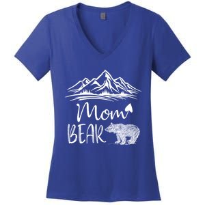 Mom Bear Camping Camp Matching Family Adventure Lovers Gift Women's V-Neck T-Shirt