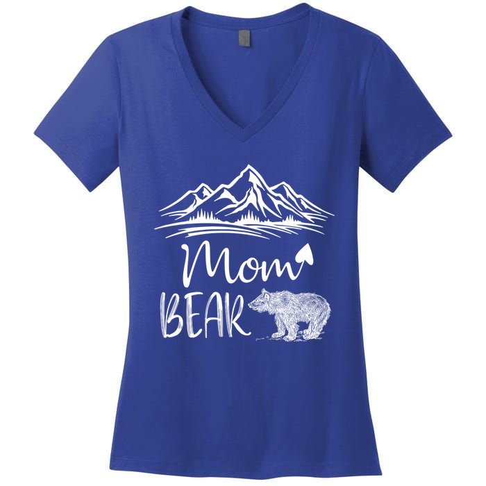 Mom Bear Camping Camp Matching Family Adventure Lovers Gift Women's V-Neck T-Shirt