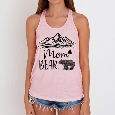 Mom Bear Camping Camp Matching Family Adventure Lovers Gift Women's Knotted Racerback Tank