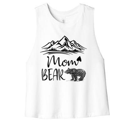 Mom Bear Camping Camp Matching Family Adventure Lovers Gift Women's Racerback Cropped Tank