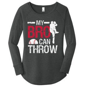 My Bro Can Throw Baseball Pitcher Biggest Fan Sister Brother Women's Perfect Tri Tunic Long Sleeve Shirt