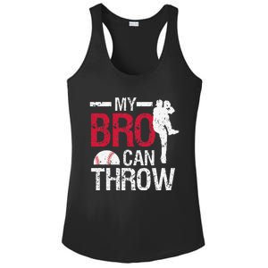 My Bro Can Throw Baseball Pitcher Biggest Fan Sister Brother Ladies PosiCharge Competitor Racerback Tank