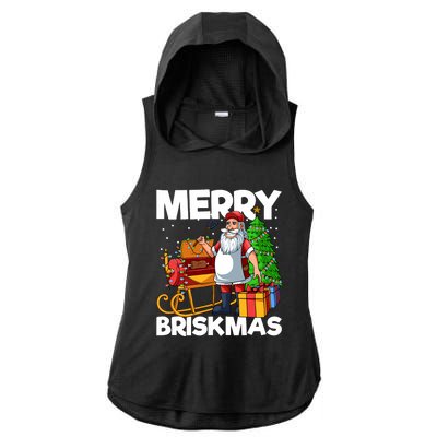 Merry Briskmas Christmas July Santa Brisket Smoking Smoker Ladies PosiCharge Tri-Blend Wicking Draft Hoodie Tank