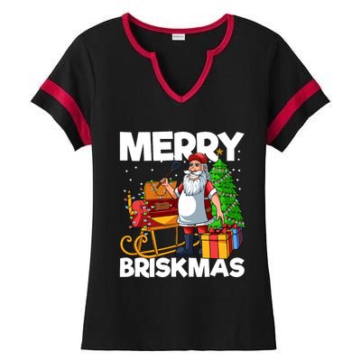 Merry Briskmas Christmas July Santa Brisket Smoking Smoker Ladies Halftime Notch Neck Tee