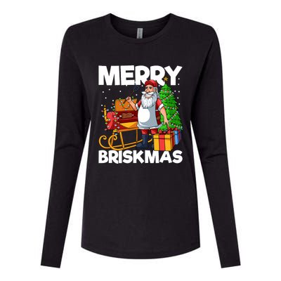 Merry Briskmas Christmas July Santa Brisket Smoking Smoker Womens Cotton Relaxed Long Sleeve T-Shirt