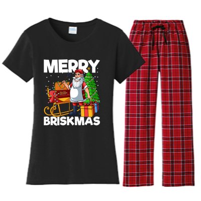 Merry Briskmas Christmas July Santa Brisket Smoking Smoker Women's Flannel Pajama Set