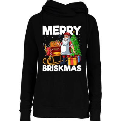 Merry Briskmas Christmas July Santa Brisket Smoking Smoker Womens Funnel Neck Pullover Hood