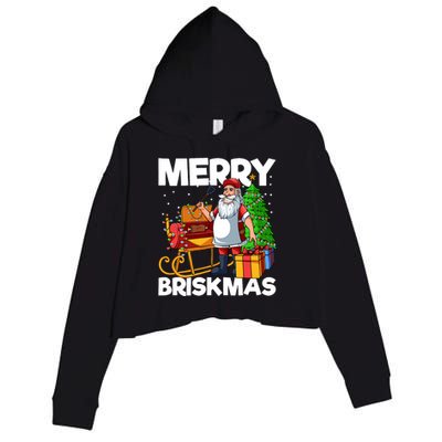 Merry Briskmas Christmas July Santa Brisket Smoking Smoker Crop Fleece Hoodie