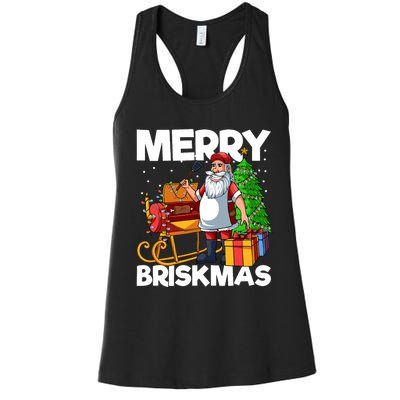 Merry Briskmas Christmas July Santa Brisket Smoking Smoker Women's Racerback Tank