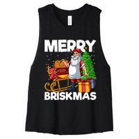 Merry Briskmas Christmas July Santa Brisket Smoking Smoker Women's Racerback Cropped Tank