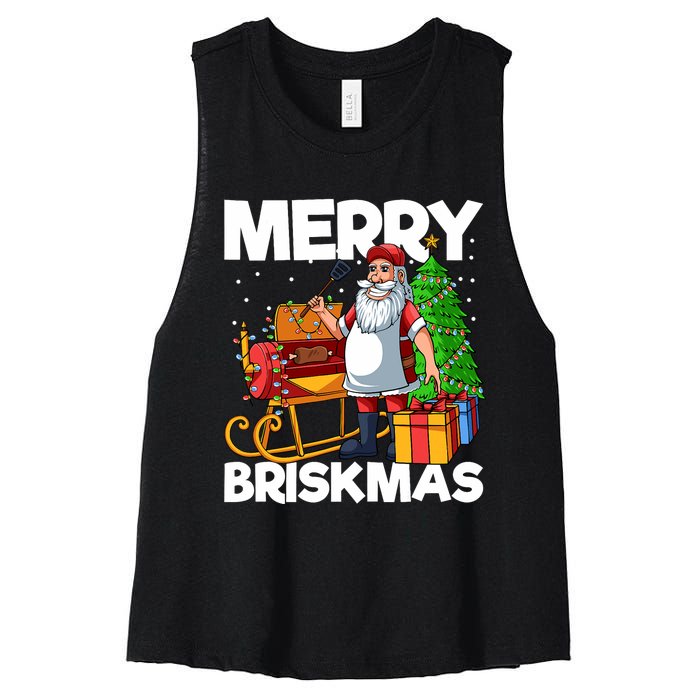 Merry Briskmas Christmas July Santa Brisket Smoking Smoker Women's Racerback Cropped Tank