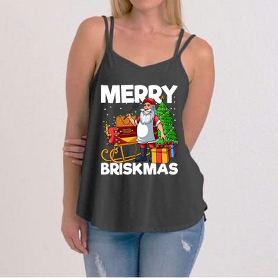 Merry Briskmas Christmas July Santa Brisket Smoking Smoker Women's Strappy Tank