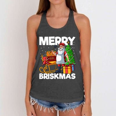 Merry Briskmas Christmas July Santa Brisket Smoking Smoker Women's Knotted Racerback Tank