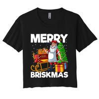 Merry Briskmas Christmas July Santa Brisket Smoking Smoker Women's Crop Top Tee