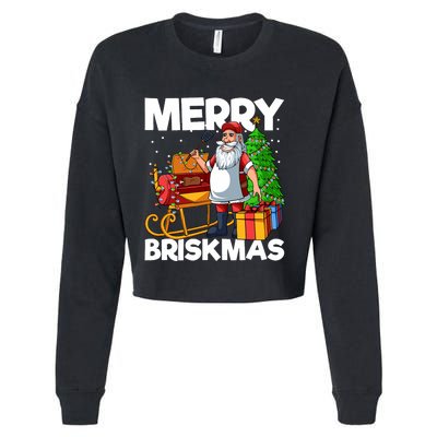 Merry Briskmas Christmas July Santa Brisket Smoking Smoker Cropped Pullover Crew