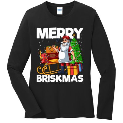 Merry Briskmas Christmas July Santa Brisket Smoking Smoker Ladies Long Sleeve Shirt