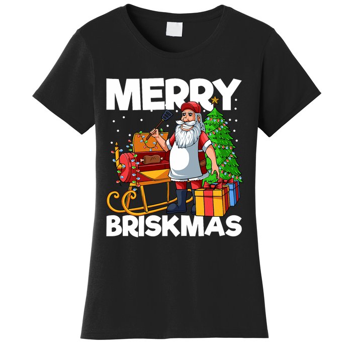 Merry Briskmas Christmas July Santa Brisket Smoking Smoker Women's T-Shirt