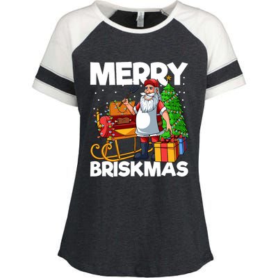 Merry Briskmas Christmas July Santa Brisket Smoking Smoker Enza Ladies Jersey Colorblock Tee