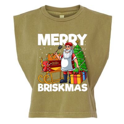 Merry Briskmas Christmas July Santa Brisket Smoking Smoker Garment-Dyed Women's Muscle Tee