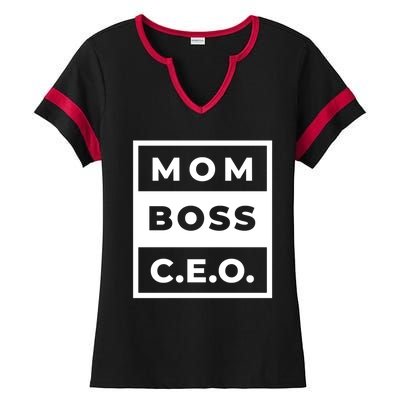 Mom Boss CEO Ladies Halftime Notch Neck Tee