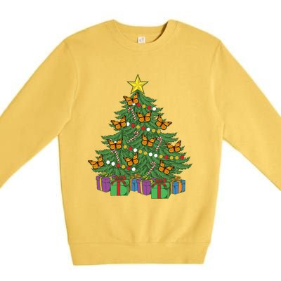 Monarch Butterfly Christmas Tree Ornats Orange Butterfly Gift Premium Crewneck Sweatshirt