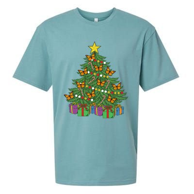 Monarch Butterfly Christmas Tree Ornats Orange Butterfly Gift Sueded Cloud Jersey T-Shirt