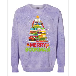 Merry Bookmas Christmas Library Tree Reading Librarian Colorblast Crewneck Sweatshirt