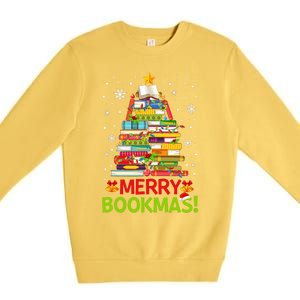 Merry Bookmas Christmas Library Tree Reading Librarian Premium Crewneck Sweatshirt