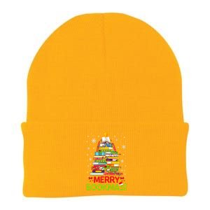 Merry Bookmas Christmas Library Tree Reading Librarian Knit Cap Winter Beanie