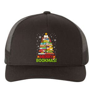 Merry Bookmas Christmas Library Tree Reading Librarian Yupoong Adult 5-Panel Trucker Hat